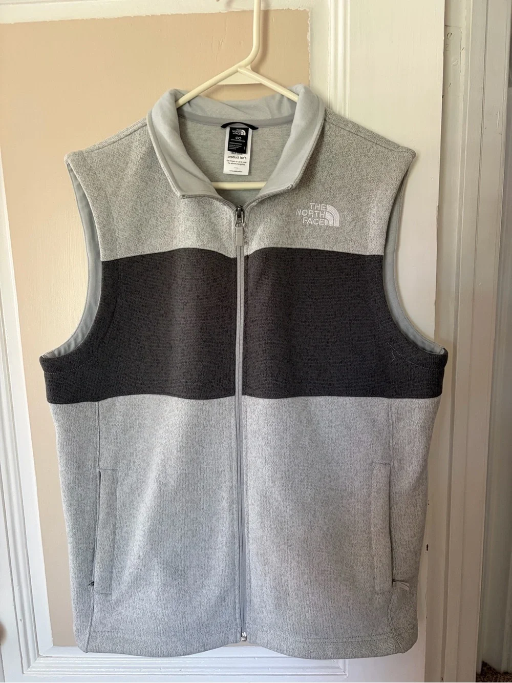 The North Face Men's Light Gray & Dark Gray Fleece Vest - Zip Front
